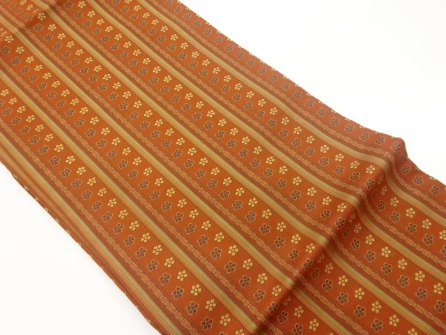 縞に小花模様織出し名古屋帯